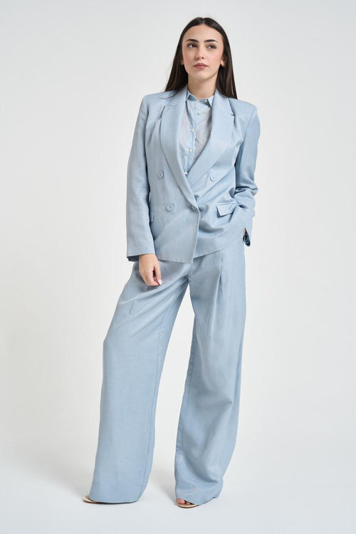 Giacca donna doppiopetto celeste