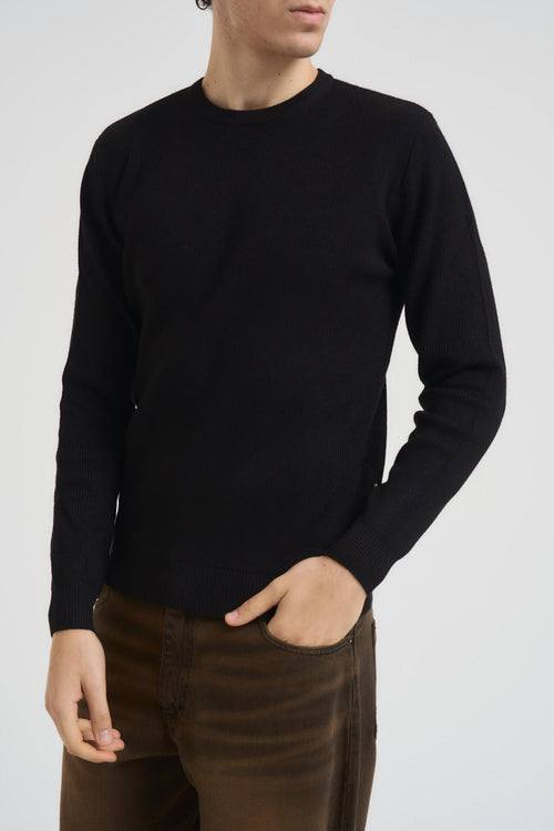 Maglia uomo girocollo a coste nero