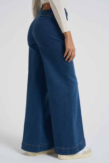 Jeans a zampa in denim stretch donna blu - 4