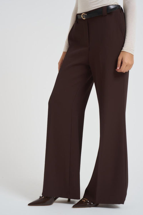 Pantalone donna flare marrone - 2