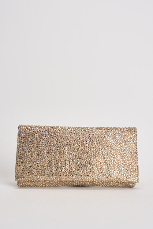 Pochette donna con strass oro