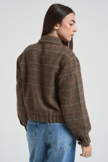 Giacca donna a scacchi marrone - 4