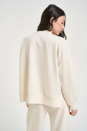 Felpa donna cropped burro - 3