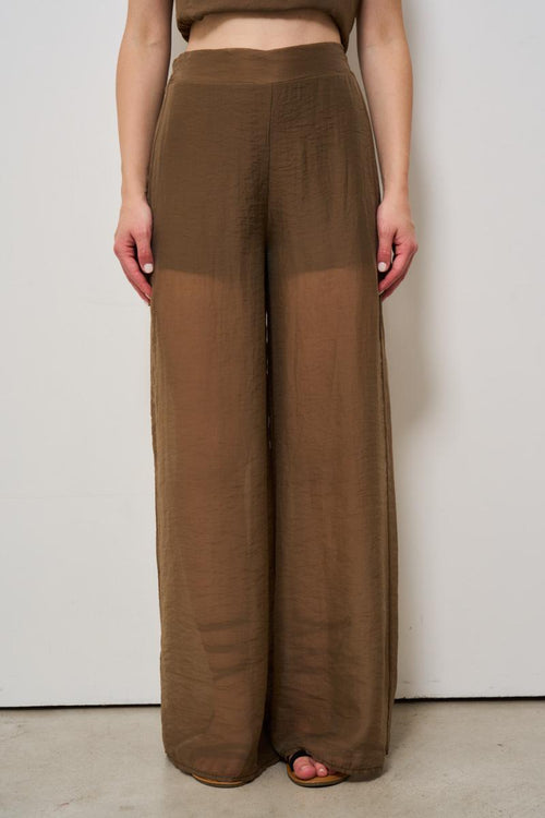 Pantalone donna marrone semitrasparente
