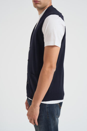 Gilet uomo in maglia blu - 5