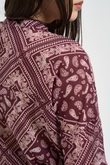 Camicia donna fantasia bandana bordeaux - 3