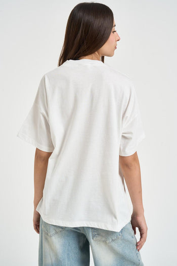 T-shirt donna fantasia bianca - 3