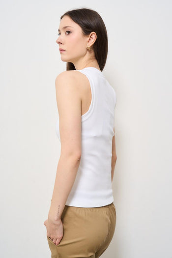 Top donna a costine bianco - 4