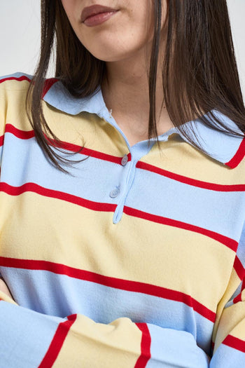 Polo in maglia a righe multicolor - 3
