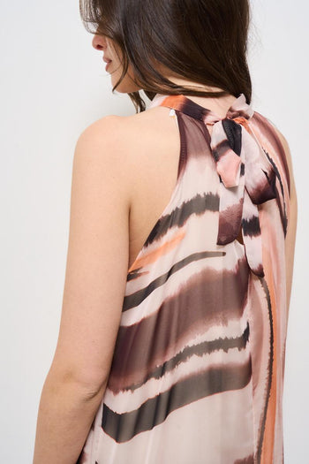 Abito donna lungo a righe marrone - 6