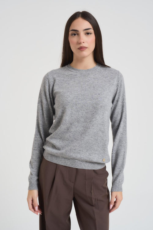 Girocollo in misto cashmere grigio - 2