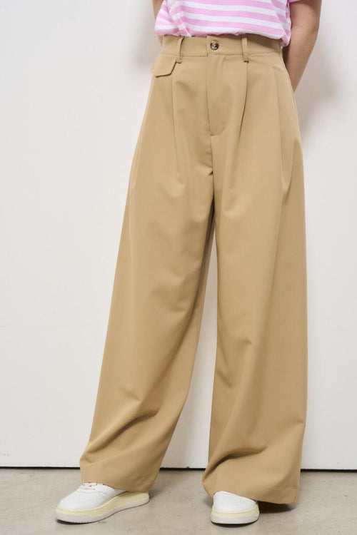 Pantalone donna cammello palazzo - 2