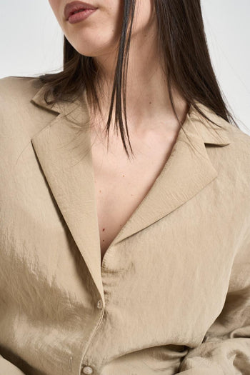 Camicia donna over fit sabbia - 3
