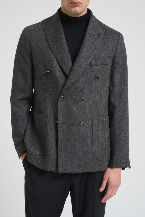 Giacca uomo doppiopetto grigio scuro