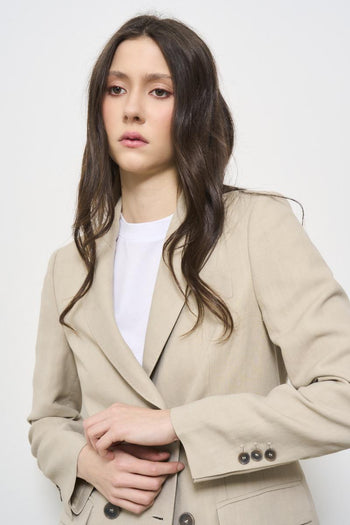 Beige double-breasted women's jacket - 3
