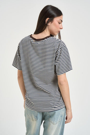 T-shirt donna a righe blu - 3