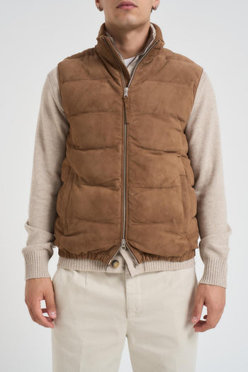 Gilet uomo in camoscio cammello - 3