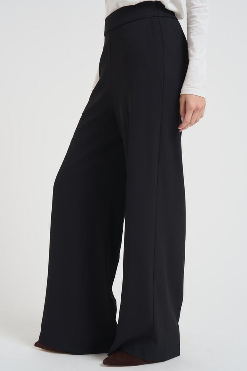 Pantalone donna elasticizzato a palazzo nero - 2
