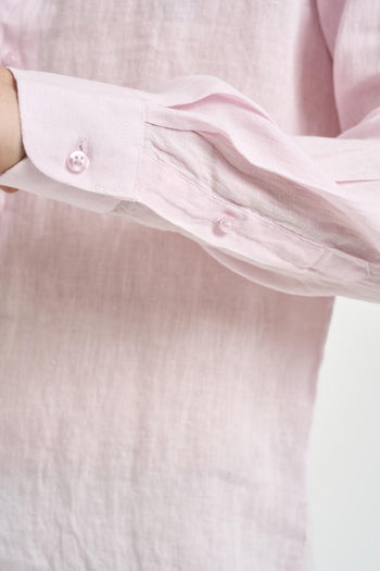 Camicia uomo in lino rosa - 4