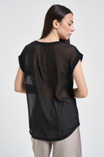 T-shirt donna con retro semitrasparente nera - 3