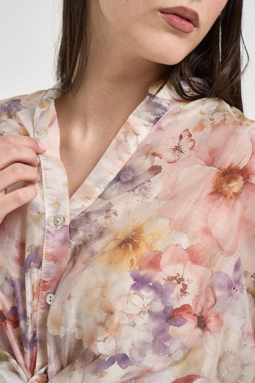 Camicia donna fantasia floreale rosa - 2