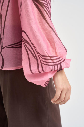 Camicia donna floreale rosa - 6