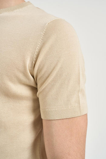 T-shirt uomo in maglia beige - 3