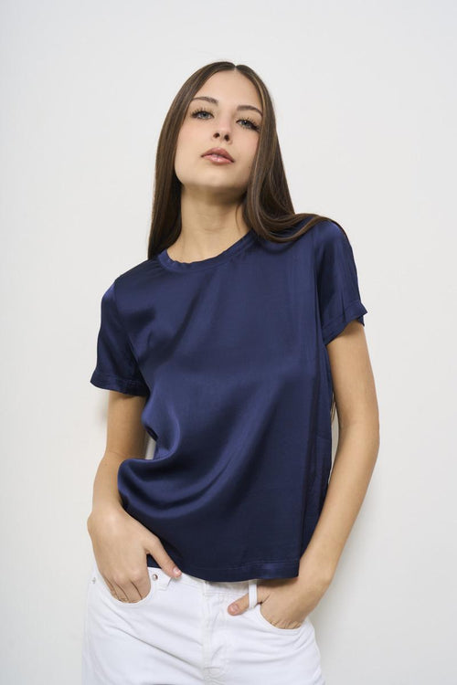 T-shirt donna satinata blu - 2