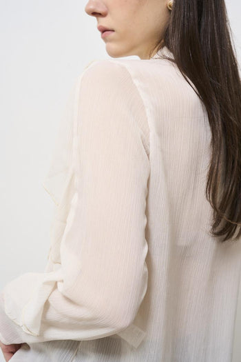 Camicia donna con volant panna - 5