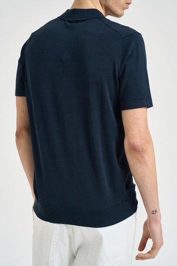 Polo uomo in maglia blu notte - 3