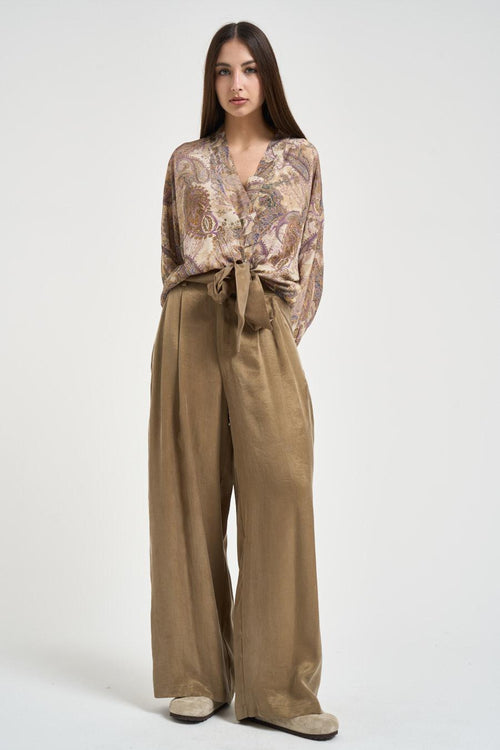 Blusa donna paisley floreale con fiocco