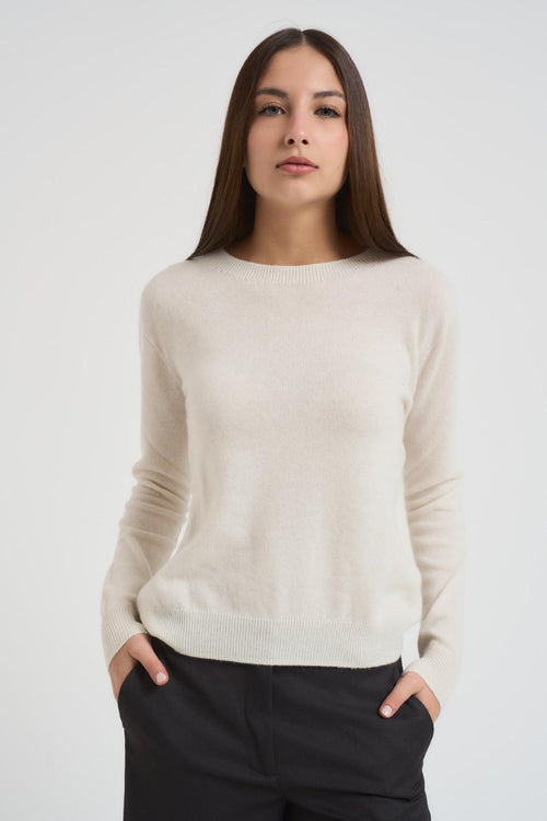 Maglia donna girocollo panna