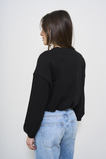 Felpa donna cropped nera - 3