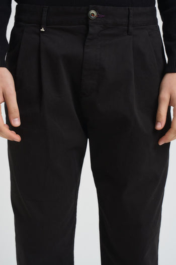 Pantalone uomo con pinces nero - 5