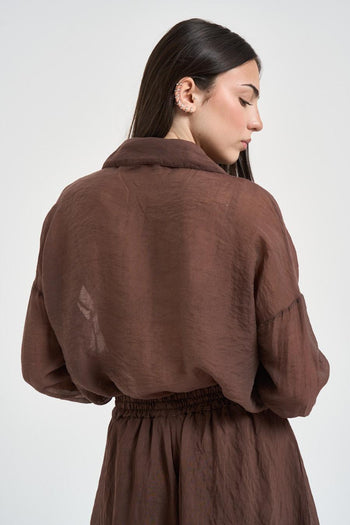 Camicia donna semitrasparente marrone - 4