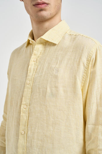 Camicia uomo in lino gialla - 3