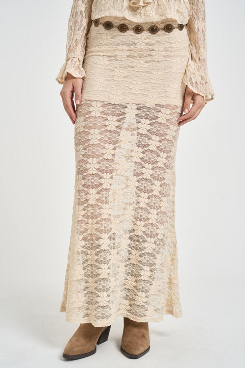 Gonna donna con pizzo beige
