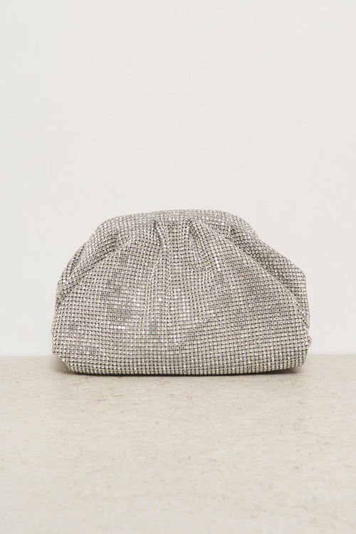 Women's clutch bag with silver candy rhinestones - 1