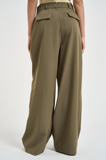 Pantalone donna gamba ampia verde - 3