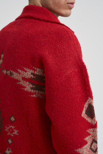 Cardigan uomo a fantasia rosso - 4