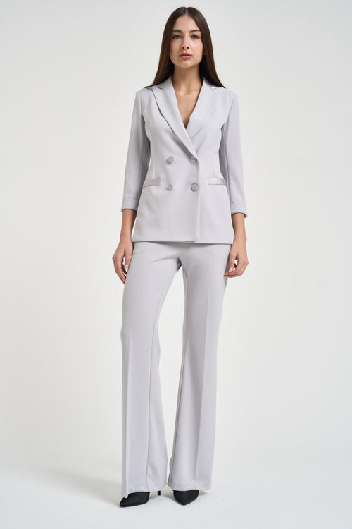 Giacca donna doppiopetto grigio perla