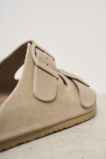 Sandalo uomo in suede beige - 6