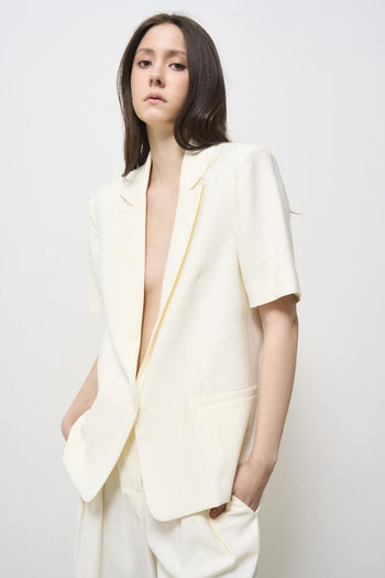 Women's jacket with short sleeves ivory - 3