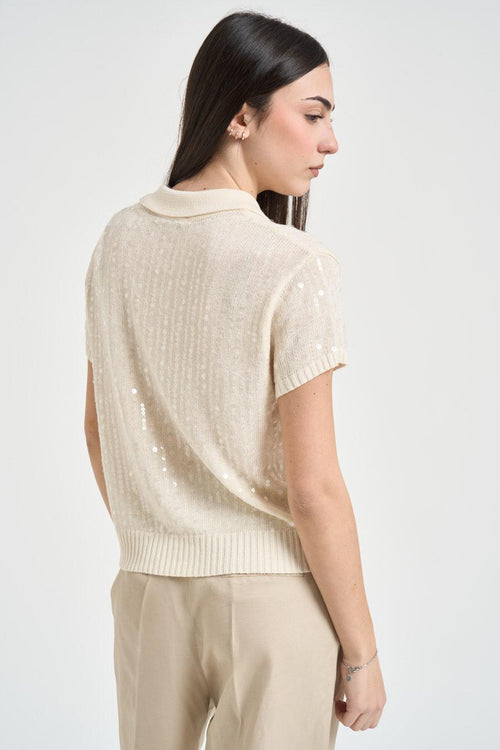 Polo donna manica corta crema - 2