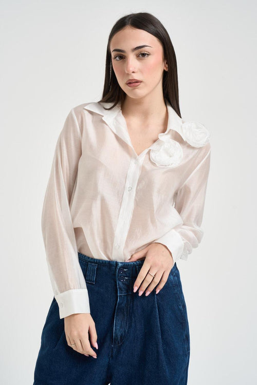 Camicia donna leggera avorio