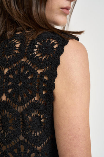 Gilet donna crochet nero - 4