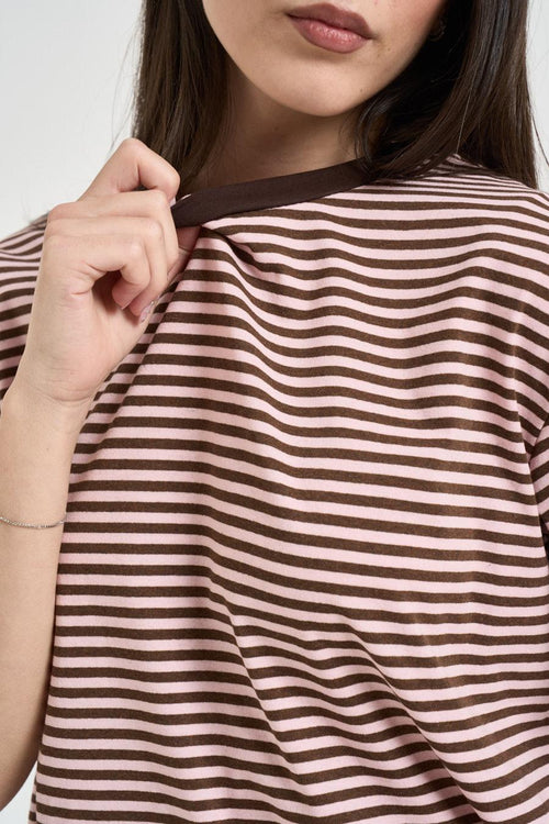 T-shirt donna a righe rosa - 2