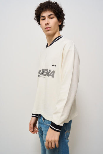Felpa uomo stampata baseball panna - 4