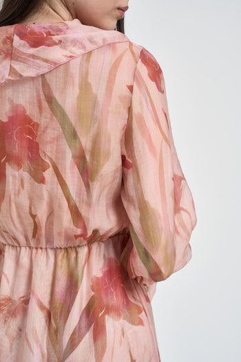 Abito donna corto floreale rosa - 4