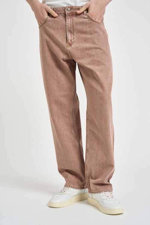Jeans uomo wide leg in denim rosa